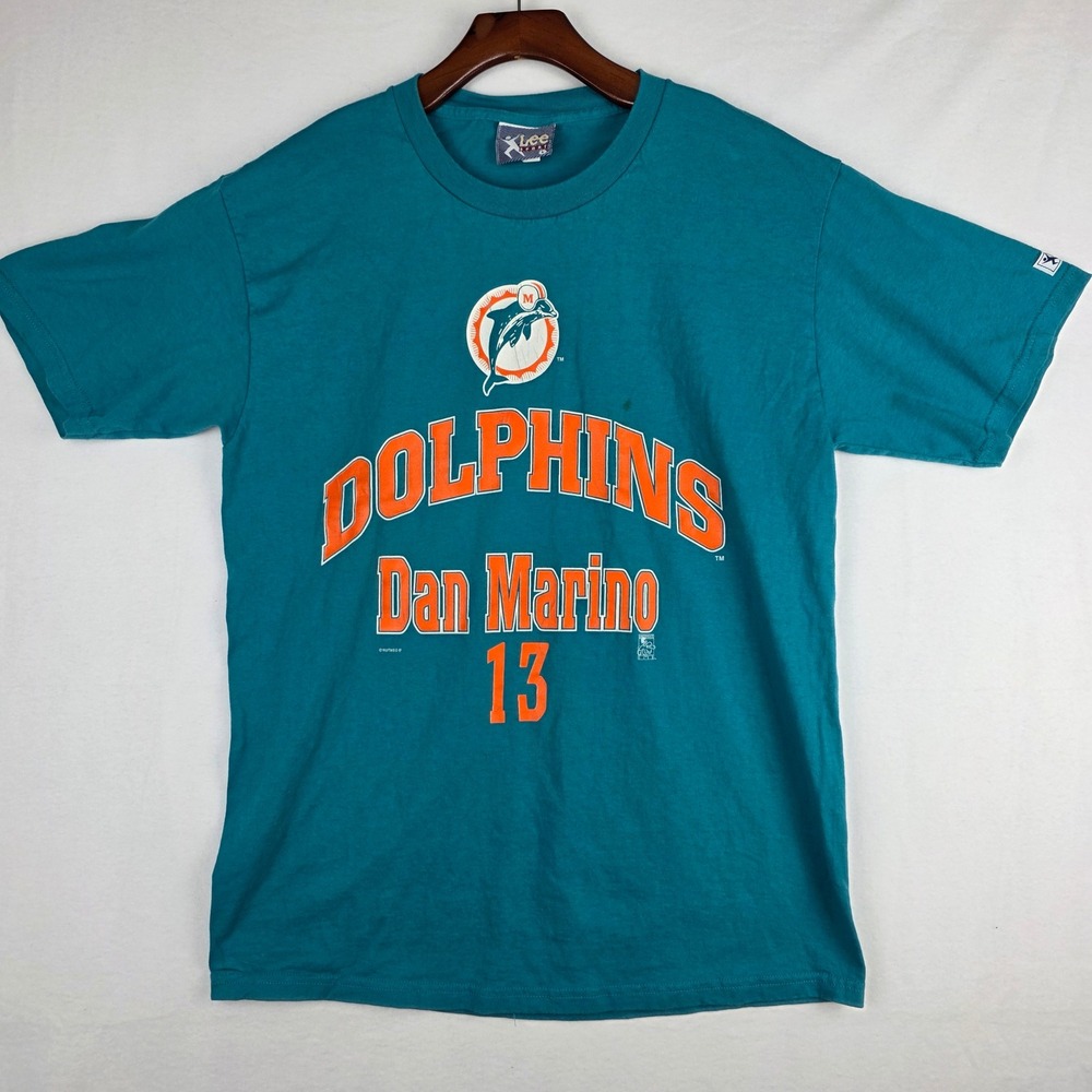 Vintage Lee Sport Miami Dolphins Dan Marino 13 T-Shirt Mens Large Teal NFL